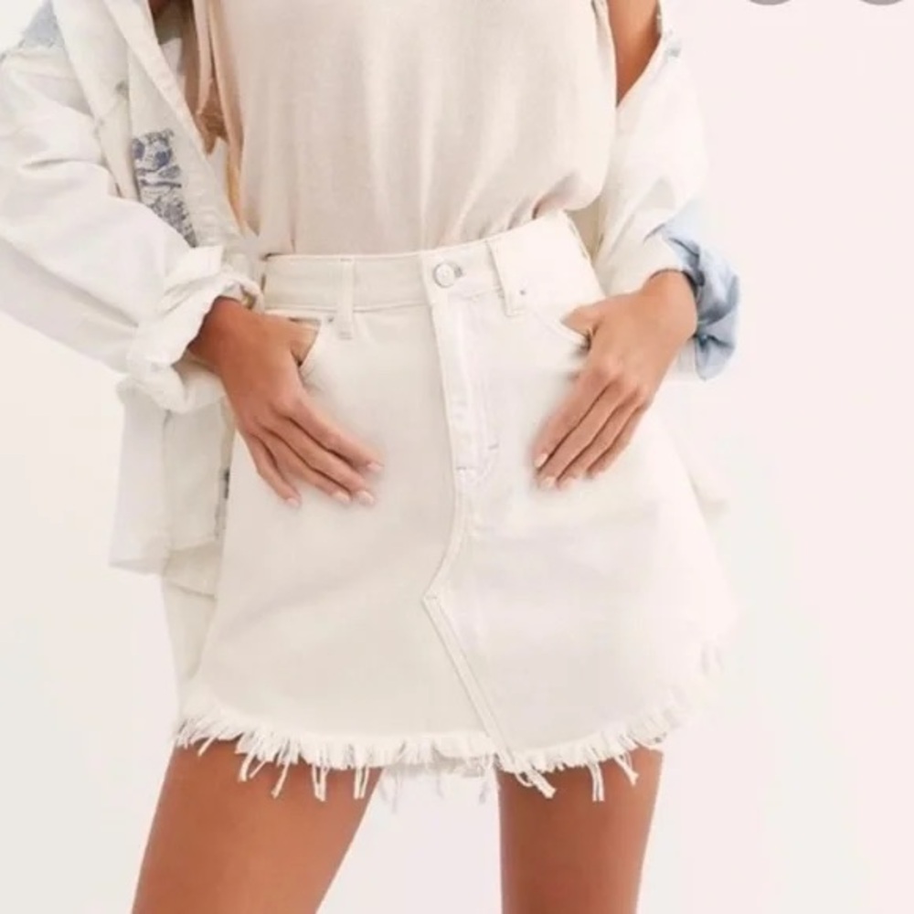 NWT Free People We the Free Bailey Denim Skirt, Coconut Size 25